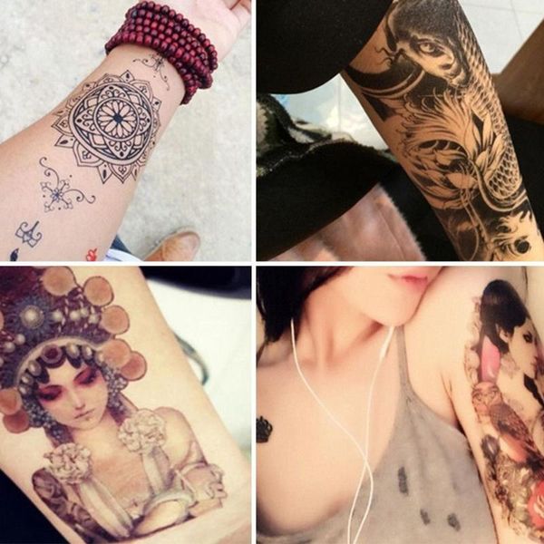 

waterproof girl carp flower body art women men temporary arm tattoo sticker