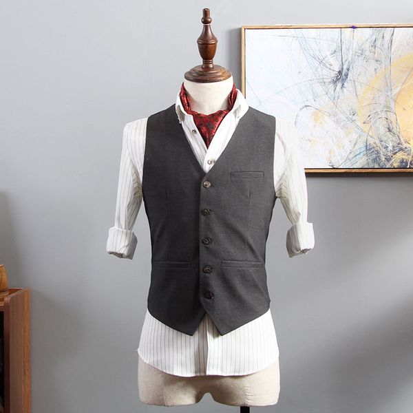 

британского vintage мужчины костюм жилет мода жилет платье офис бизнес свадебного blazer жилет повседневная тонкая мужская одежда, Black;white