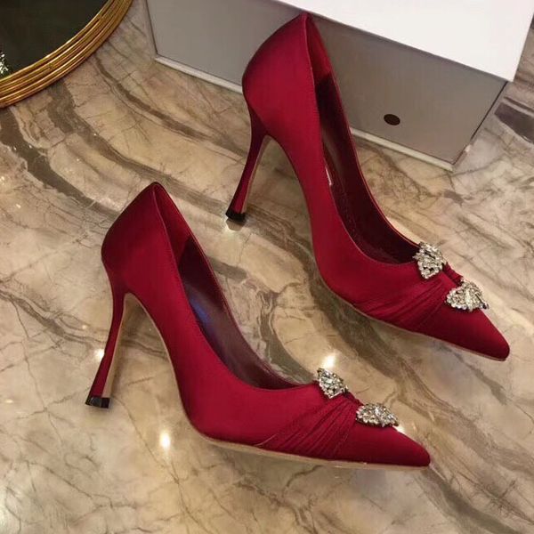 

fashion in 2019 designer party wedding shoes bride women ladies sandals fashion dress shoes pointed toe high heels leather, Black