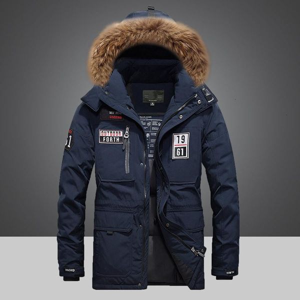 

winter down coat men white duck down parkas jacket men's thick warm snow parka jacket overcoat windbreaker hooded warm parkas t191114, Black