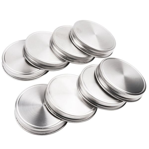 

new 8 pcs stainless steel jar lids 86mm sealed leak proof cover with silicone seals resistant storage solid caps wide mouth li