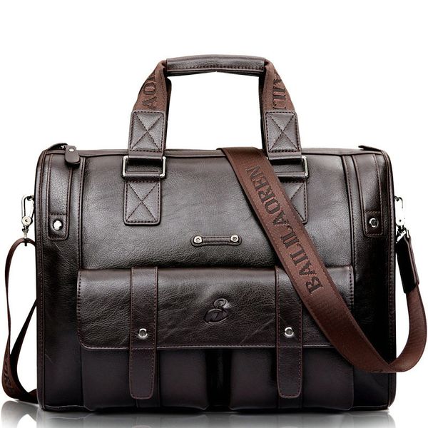 

men leather black briefcase business handbag messenger bags male vintage shoulder bag men's large laptravel bags cj191210