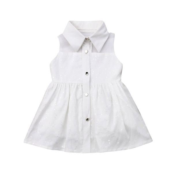 

High Quality Girls Princess Baby clothes Button sleeveless Geometry turn-down collar Party Pageant cotton Dresses one pieces, Red
