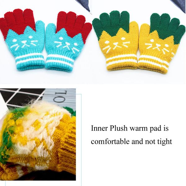 

l.mirror 1pair cartoon child kids winter warm knitted gloves magic mittens girls boys casual toddler gloves new, Blue;gray