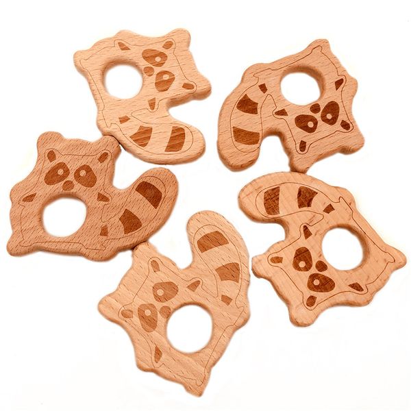 

10pcs natural wooden bear teether cartoon animal shape wooden baby teether toy safe newborn kids teething toy baby shower gift