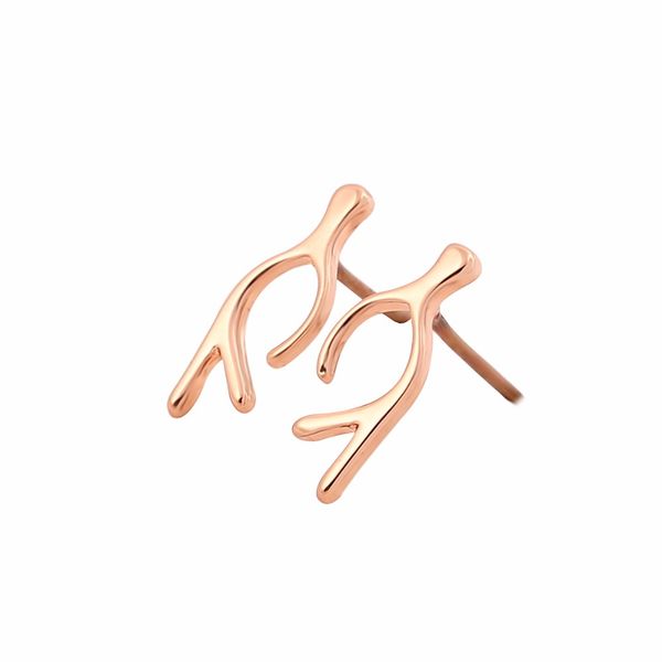

wholesale cute tiny brass antler studs earrings brincos jewelry silver gold rose gold plated earings for women gift efe019, Golden;silver