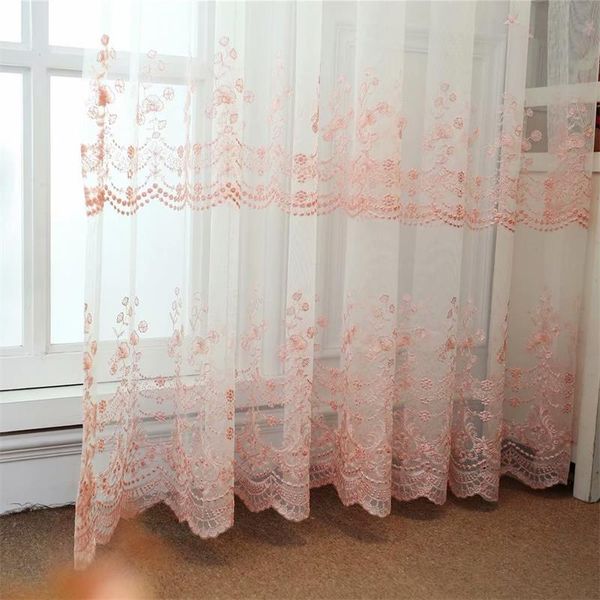 

2019 new lace embroidered princess wind yarn curtain bedroom hundred beige