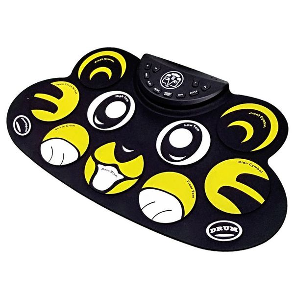 

cartoon holiday gift portable electronic roll up drum pad kit silicon foldable with stick us plus