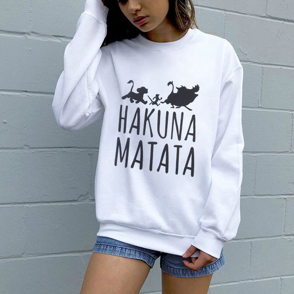 

the lion king hakuna matata pullover streetwear sweatshirt winter autumn ulzzang kawaii fashion women hooodies, Black