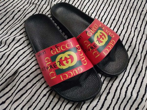 

Высочайшее Качество Слайды из Натуральной Кожи G Мужские Тапочки Женские Шлепанц