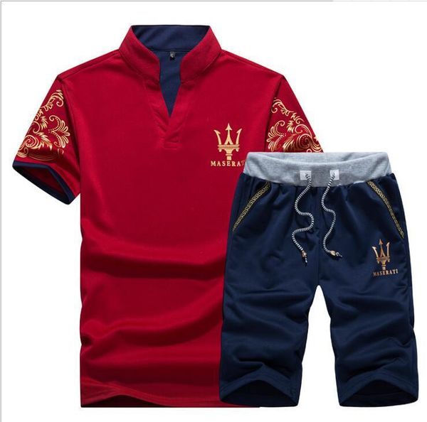 

2020maserati жаркий летний мужской костюм мазерати печатные мужчины заглохнет воротник v-образным вырезом с коротким рукавом пуловер свободн, Gray