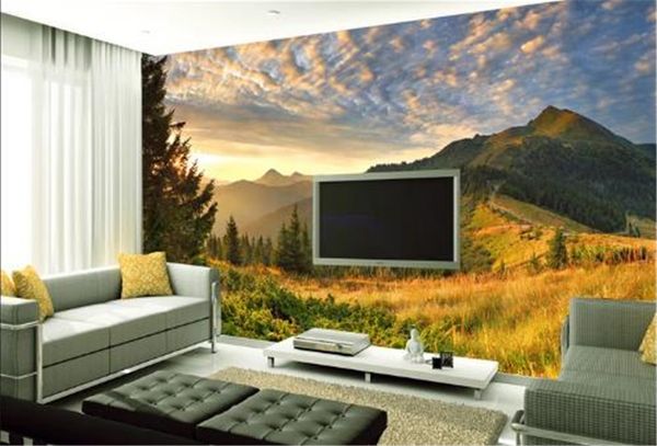 

custom any size 3d wallpaper autumn sunrise, alpine scenery, autumn living room bedroom background wall decoration mural wallpaper