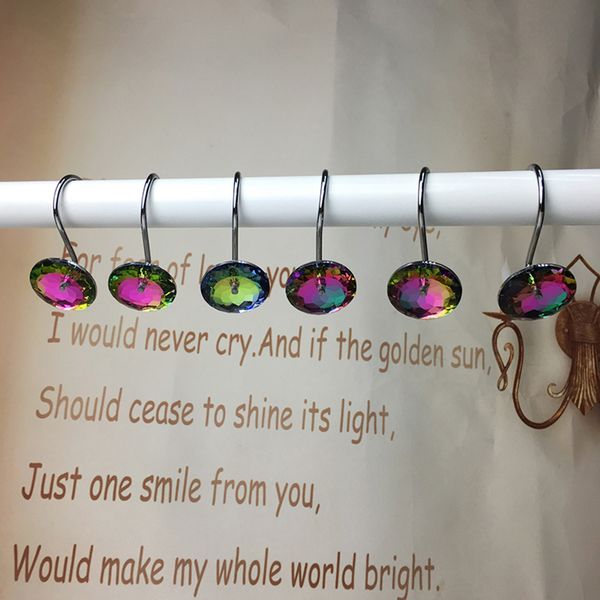

12pcs/set shower curtain hooks rhinestone bling slide bathhroom decoration hot