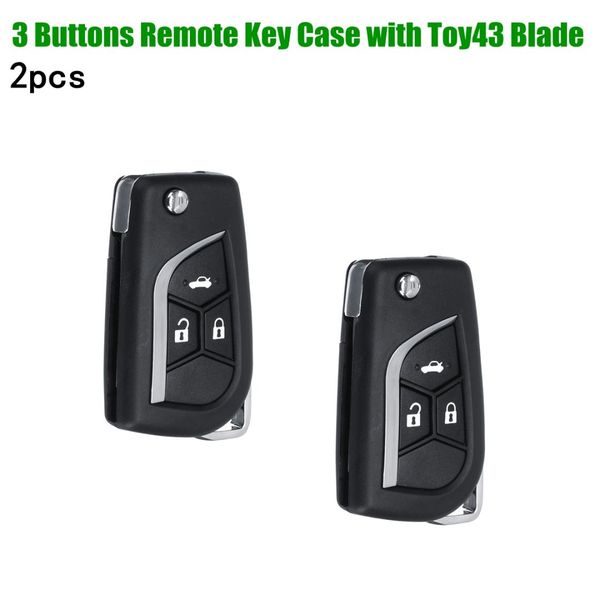 

2pcs 2/3 buttons car key shell remote folding flip key case with toy43 blade for crown corolla camry rav4 reiz