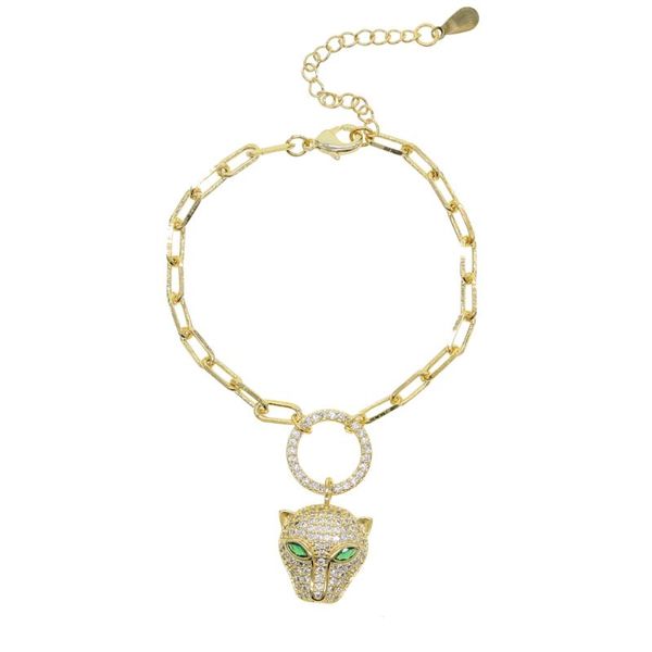 

2020 new fashion cute animal leopard charm bracelet for women girl classic bling cz circle square delicate adjusted size jewelry, Black