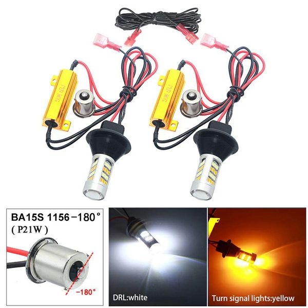 

for car lighting 2pcs 1156 high power dual color switchback led bulb p21w s25 ba15s 2835 42led daytime running turn signal lamps