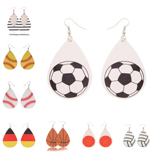 

new fashion simple and beautiful drop shape earrings football baseball charm flag earrings birthday gift jewelry t7c5019, Red;brown