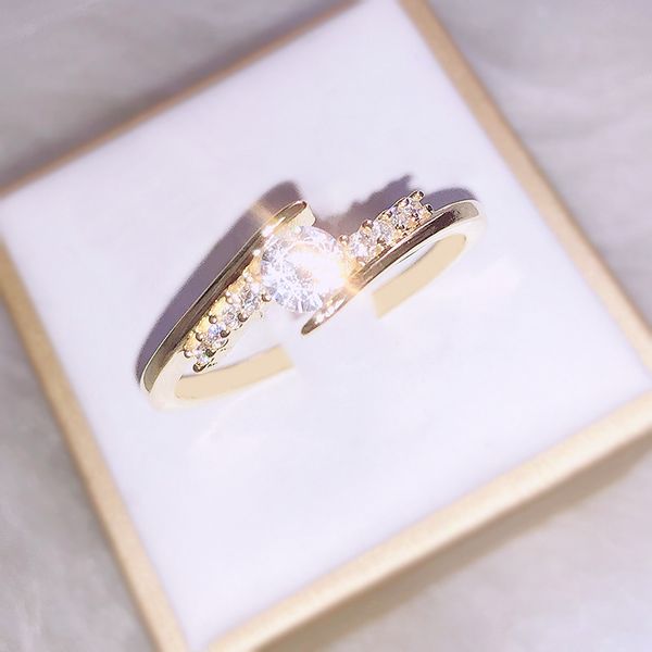 

plating 14k woman ring concise zirconium in japan and korea stone simplicity ring index finger hand ornaments, Silver