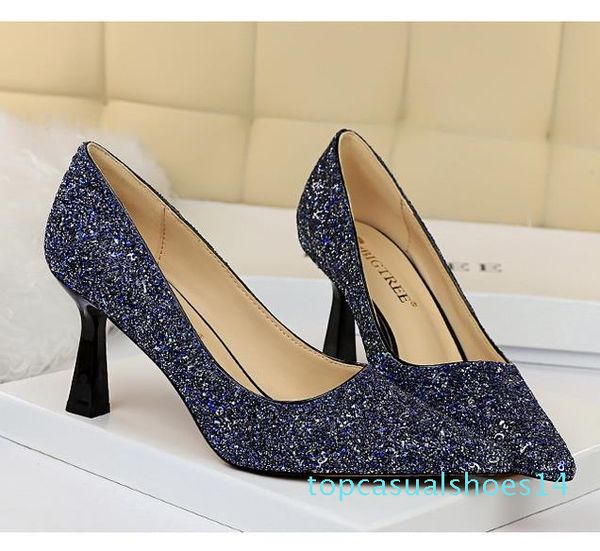 

size 34 to 43 bridesmaid wedding shoes designer pumps shining sequins high heels fashion luxury designer women shoes t14, Black