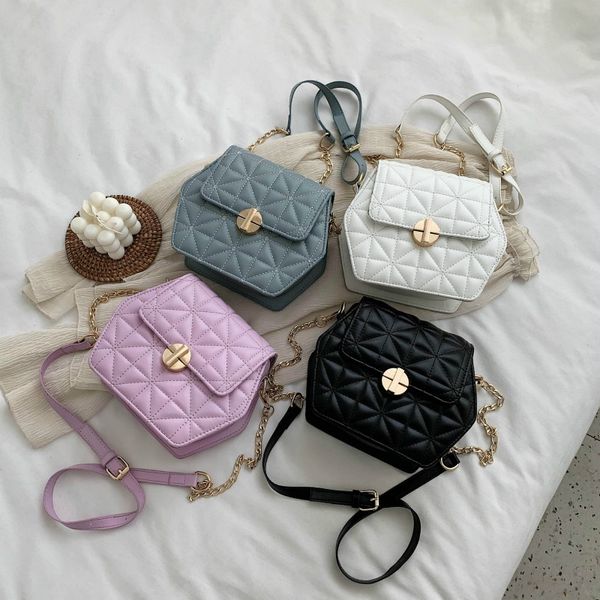 

women luxury purple hexagon pattern pu leather crossbody bags shoulder handbags travel totes lady fashion cross body bag #35