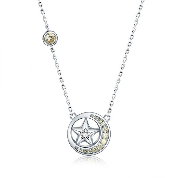 

sg fashion 925 sterling silver yellow zircon moon and stars pendant chain necklaces jewelry making gifts for women ing