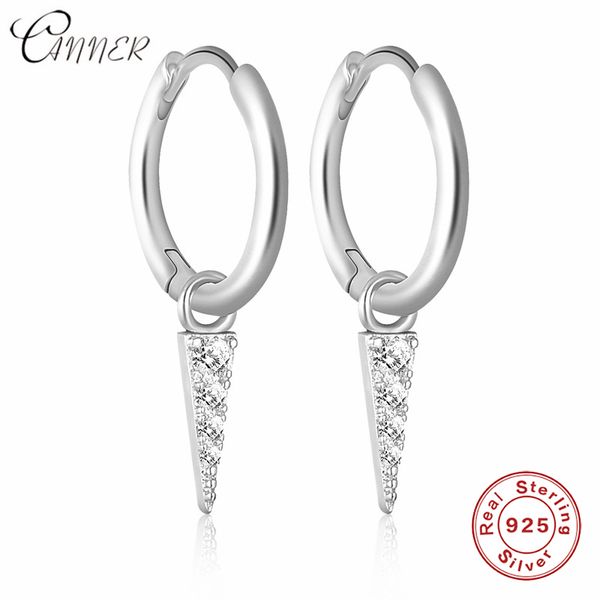 

canner 2020 new korean jewellery simple geometric earring 100% 925 sterling silver triangle pendant stud earrings for women gift, Golden;silver