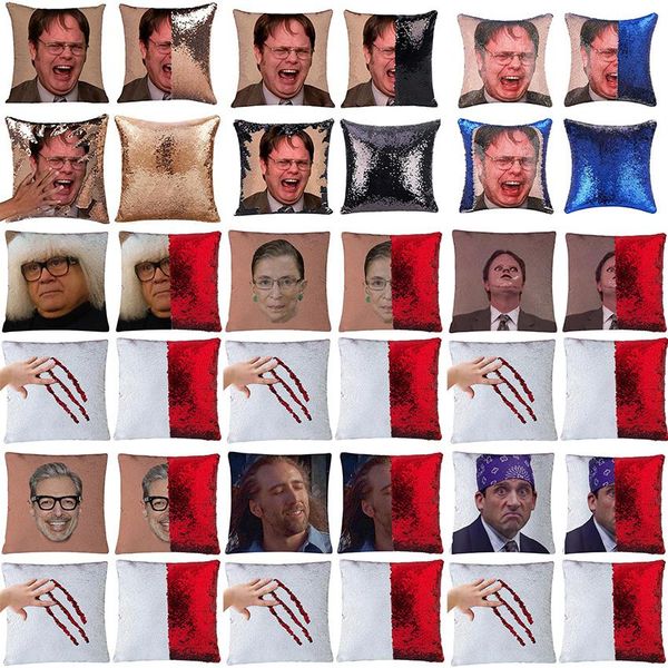 

creative diy sequin pillowcase portrait cushion cover pillow mermaid magic pillow case reversible glitter sofa car decor 40*40cm