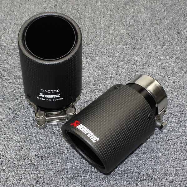 

1pcs car accessories akrapovic exhaust pipe decorative stainless steel carbon fiber muffler matte black exhaust pipe tail throat