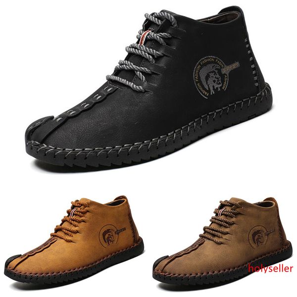 

2020 fashion men s casual leather plus velvet shoes triple black brown light tan mens boots outdoor business walking main2