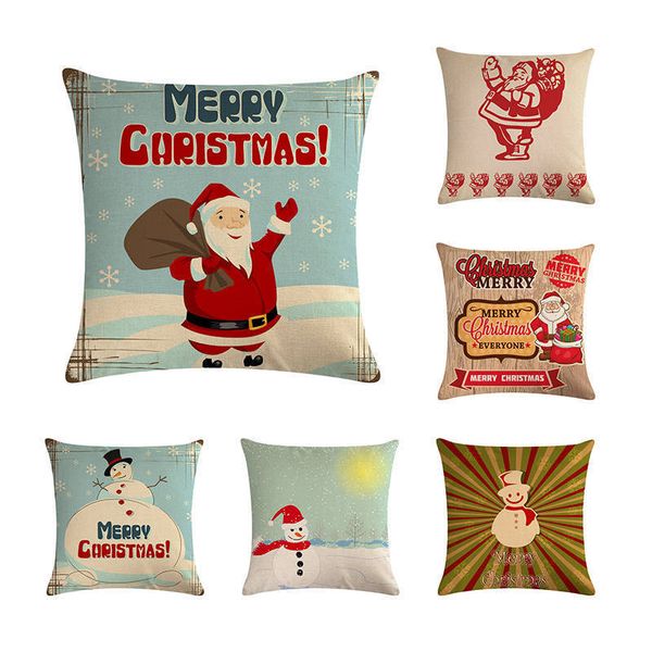 

снеговик подушка обложка рождество cojines decorativos пункт santa аватар deer tree кушетка подушка наволочка фермерского h739
