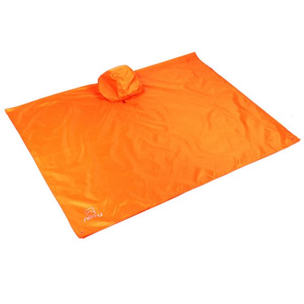 

aotu multi-purpose outdoor poncho raincoat climbing cycling rain cover waterproof camping tent mat travel equipment orange blue