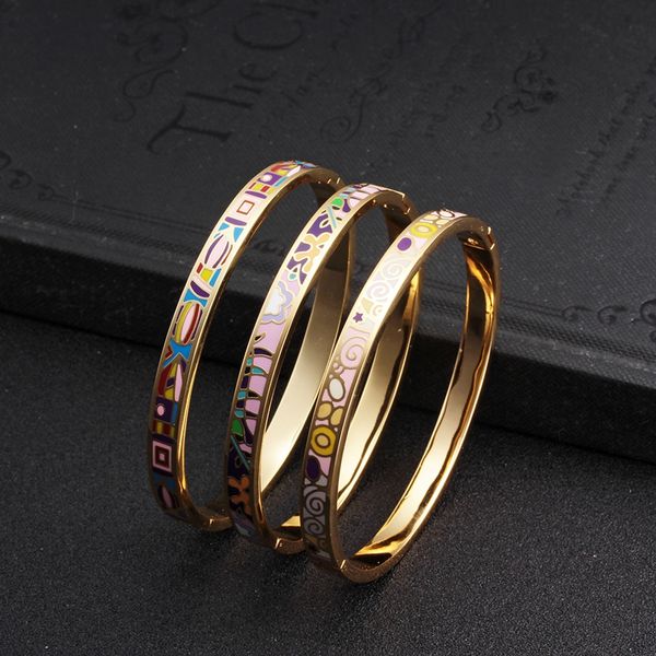 

trendy cute women girls wedding party cuff bangles enamel stainless steel casual charm banglespulsera para mujer, Black