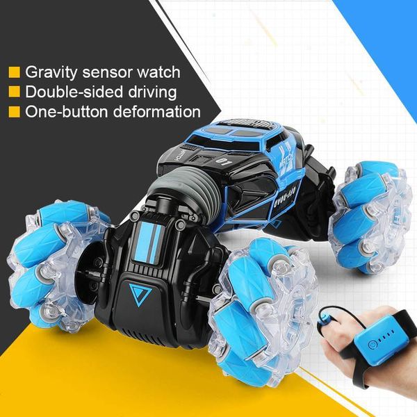 

4wd rc stunt car watch control gesture induction deformable electric rc drift car transformer car toys for kids with led light t200115