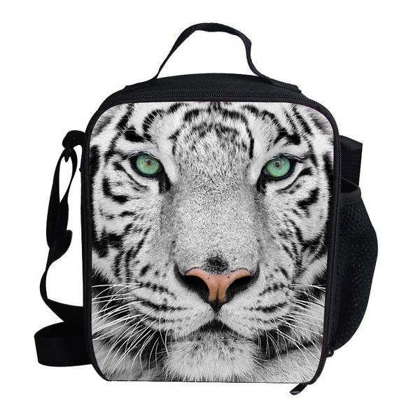 

fashion zoo kids white tiger lunch bag animal printing insulated lunch bag for children boys girls, Blue;pink