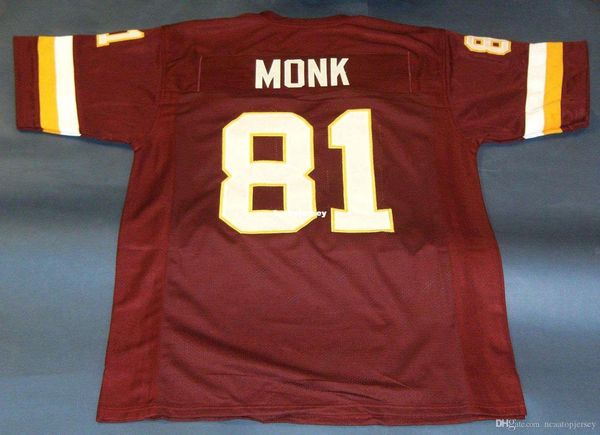 

retro #81 art monk custom mitchell & ness jersey wine red mens stitching high-end size s-5xl football jerseys college ncaa, Black;red