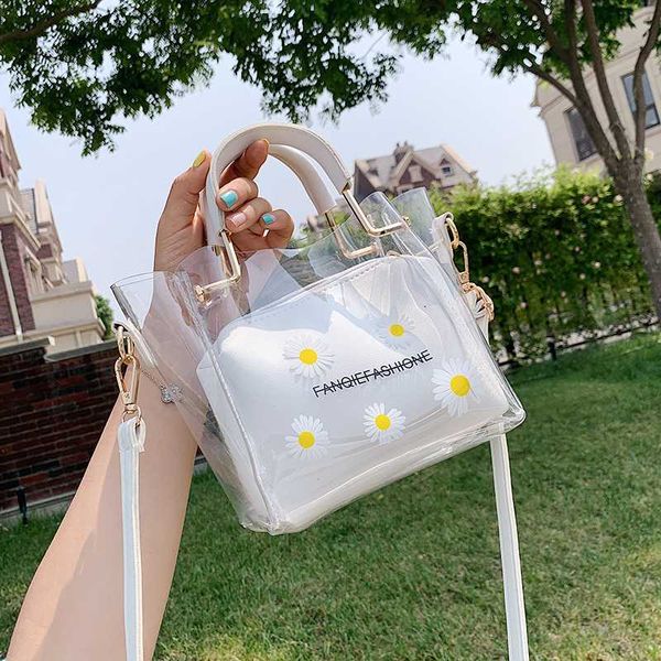 

new original design fashion transparent bucket bag elegant 2in1 shoulder bag crossbody width 20cm height 16cm thickness 9cm