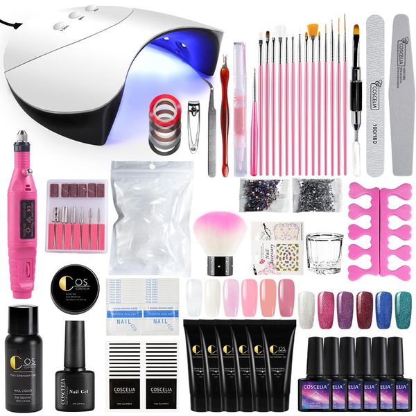 

nail set 36w uv led lamp dryer with nail gel polish kit soak off manicure set gel electric drill for art tools