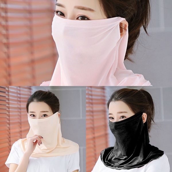 

3oywt women scarf party mask sunshade veil windproof half face dust-proof outdoor silk shawl scarf dust mask ear type face, Black