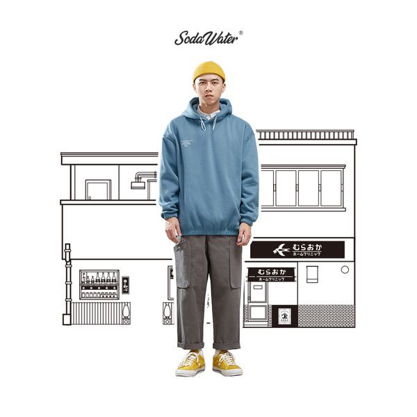 

sodawater 2019 new mens fleece hoodies mens autumn winter hip hop casual pullover sweatshirts fashion streetwear hoodies 94411ws, Black