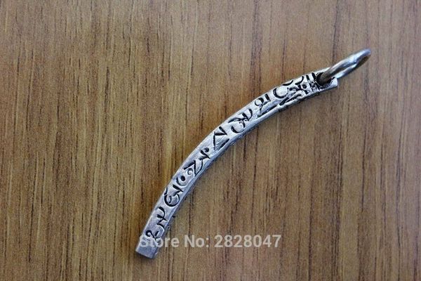 

pn045 ethnic tibetan six words mantras 50mm long amulet pendants for men om mani pad me hum, Black