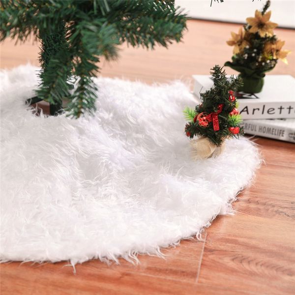 

diameter 78cm/90cm/122cm/152cm christmas tree skirt pure white home decoration long fur plush xmas carpet new year