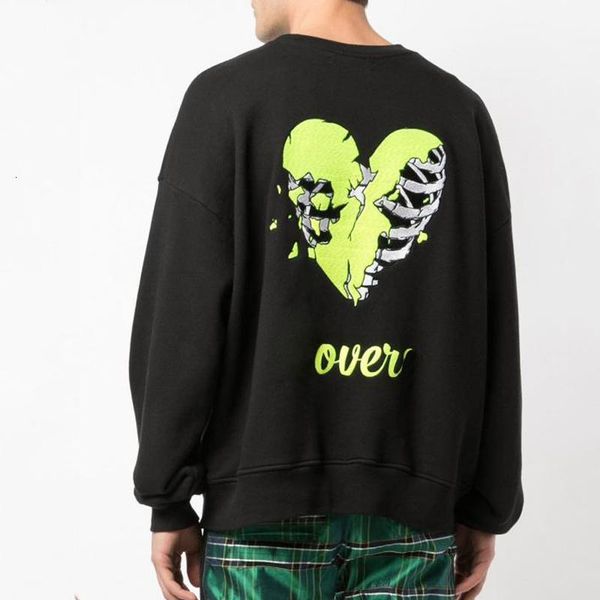 

19fw am1r1 crewneck толстовка череп разбитое сердце логотип вышивка пуловер мода повседневная мужчины женщины уличный свитер с длинным рукав, Black