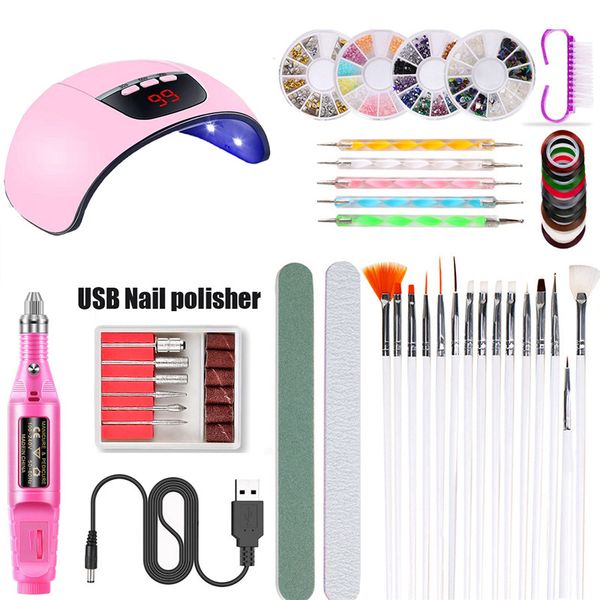 

45w usb smart induction nail manicure lamp uv lamp nail polishing machine drill tool set cnt 66