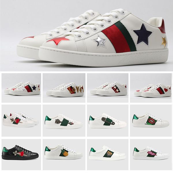 

2020 italy bee shoes for men women ace designer flat skate casual shoes triple white black leather star pineapple vintage male sneakers