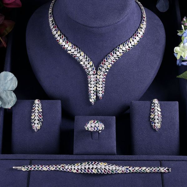 

jankelly ale african 4pcs bridal jewelry sets new fashion dubai full jewelry set for women wedding party accessories design, Silver