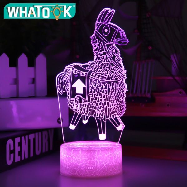 

new 3d lamp alpaca llama nightlight mood lamp 7/16 color change light crack base for birthday gifts toys kids night lights