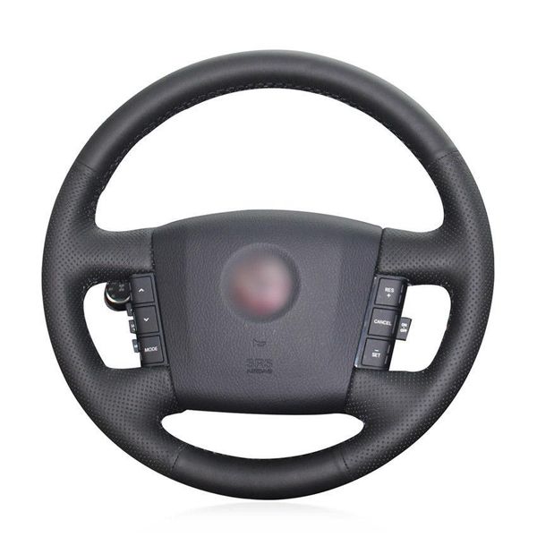 

for kia borrego 2008-15 hand-sewn steering wheel cover black artificial leather