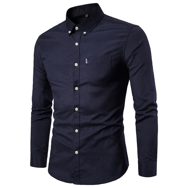 

feitong men's autumn winter casual solid long sleeve turn-down color shirt blouse, White;black