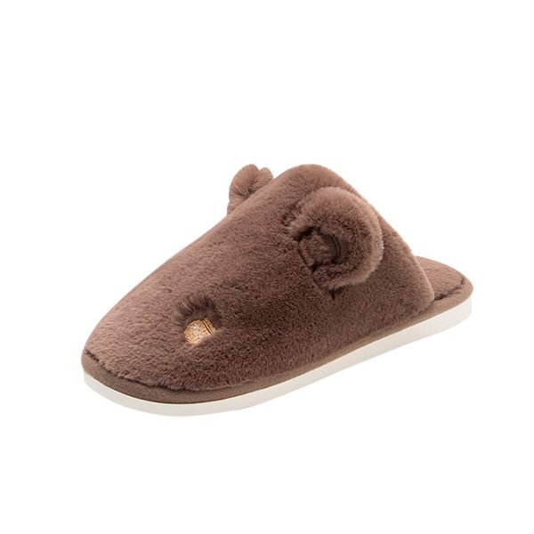 

winter men's slippers warm home indoor shoes men women cuty bear ear shoes comfortable soft leisure slipper men sloffen a40, Black