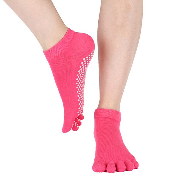 

women five fingers yoga socks quick-dry anti slip silicone gym pilates ballet socks fitness sport cotton breathable, Black
